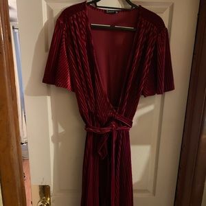 Red Velvet Wrap Dress